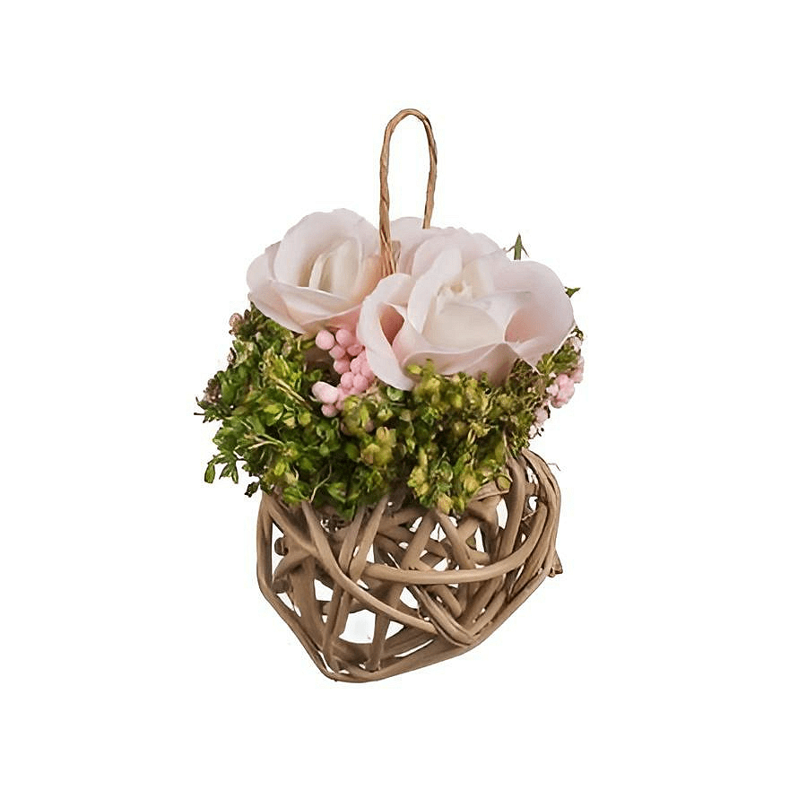 Aranjament cu trandafiri roz (NEW WISH), 8 cm, lemn /plastic / DEL201C ...